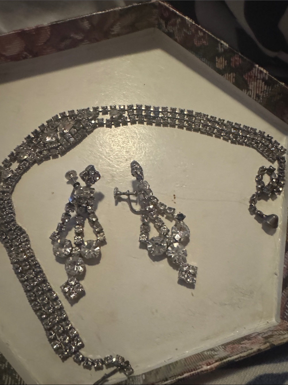 Silver Crystal Chandelier Necklace & Earrings Set - Elegant Women Jewelry